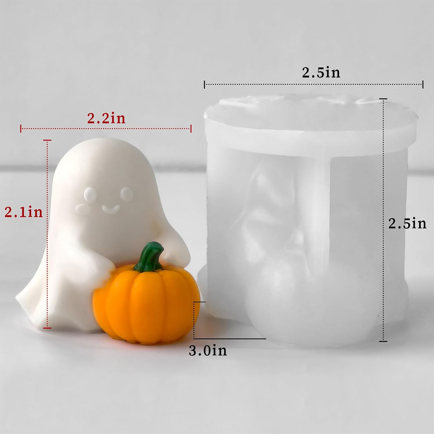Wehous Ghost Pumpkin Candle Molds, 3D Halloween Silicone Molds, Cute Autumn Ornament Mold for Resin Candle Soap, Halloween Fondant Chocolate Cake Decorating Mold DIY Craft (Ghost Hold Pumpkin)