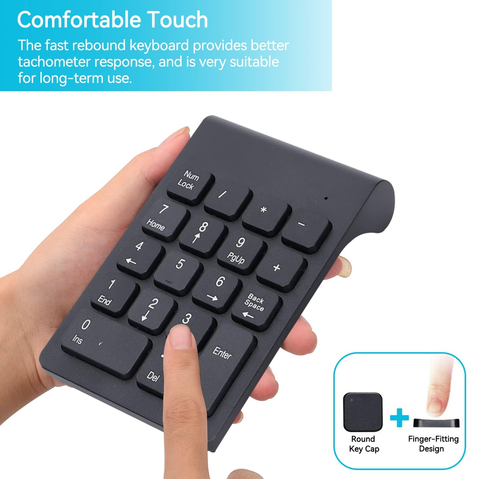 Agatige Combo Clavier Numérique Et Souris sans Film, 2,4 GHz 18 Touches Clavier Mini USB Pavé Numérique Plug and Play Souris Pavé pour Ordinateur Portable, PC, Bureau