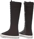 Momuk Toile Tall de femmes Dentelle jusqu'au genou High Sneakers