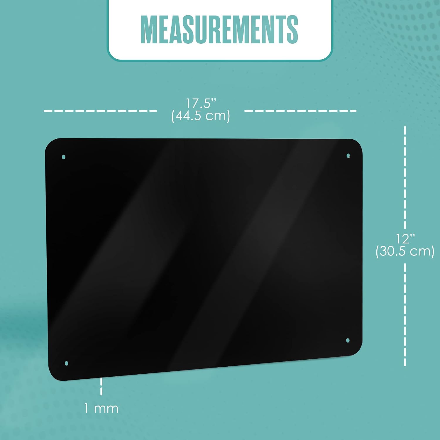 Houseables Magnetic Board, Magnet Display, Bulletin Panel, Black, 17.5" Wide x 12" High, Small, Metal, Steel Sheet, Heavy Duty, Decorative Memo, Dry Erase, for Wall, Refrigerator, Writing, Kids