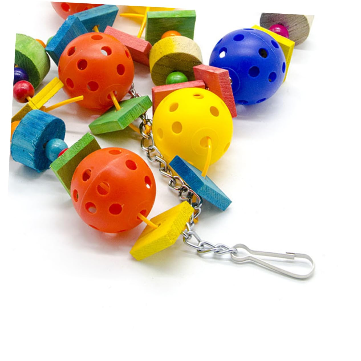 VANZACK 3pièces Jouet à Mordre pour Oiseau avec Blocs Bois Et Boules Creuses Accessoire Éducatif pour Perruches Et Perroquets Favorise Exercice Et Amusement
