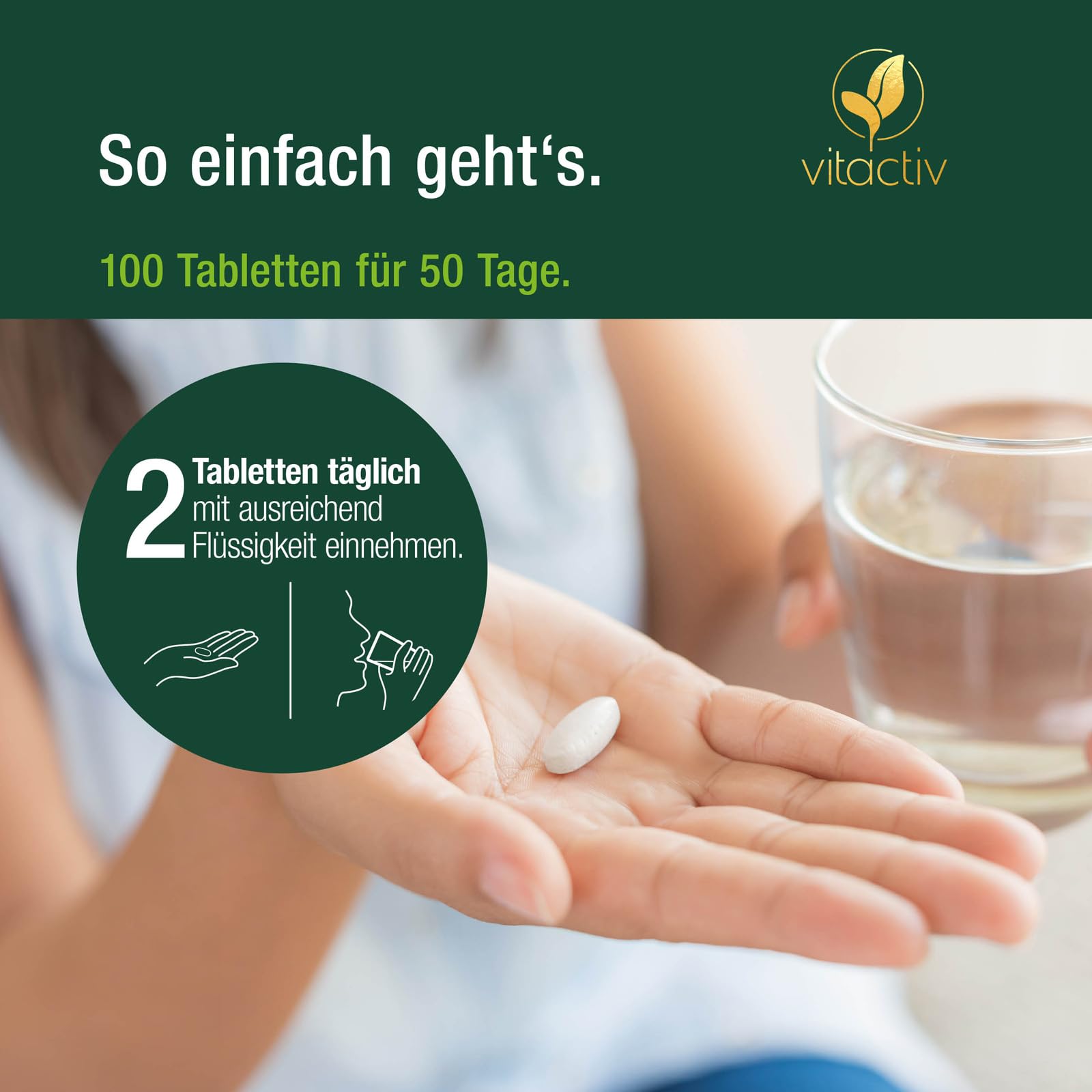 VITACTIV Calcium Magnesium Zink Tabletten - Mineralkomplex hochdosiert für Knochen, Muskeln, Haut & Haare - Calciumcitrat, Magnesiumcitrat und Zinkcitrat - Hohe Bioverfügbarkeit, Vegan - 300 Stück