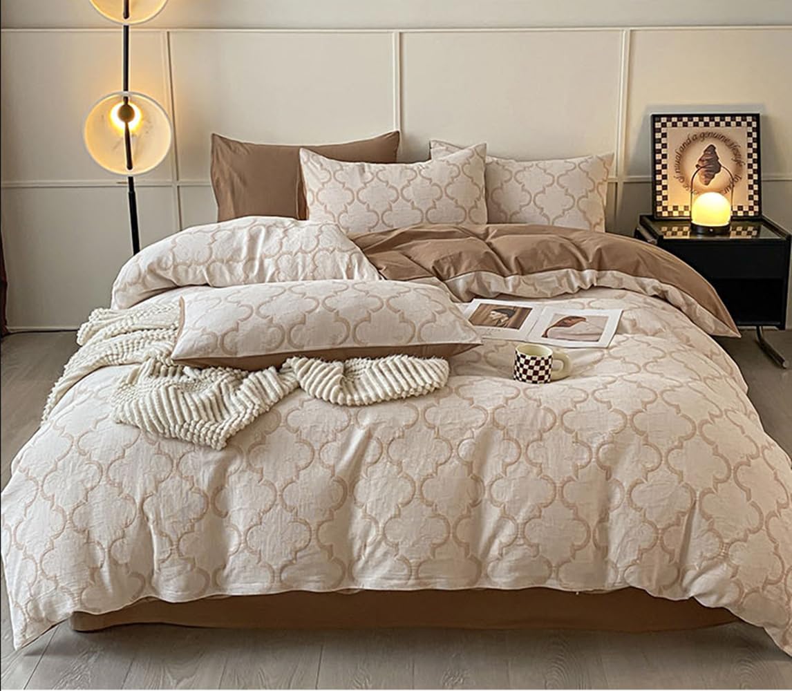 Parure de lit pour lit simple marron housse de couette taie decoration interieur hotel