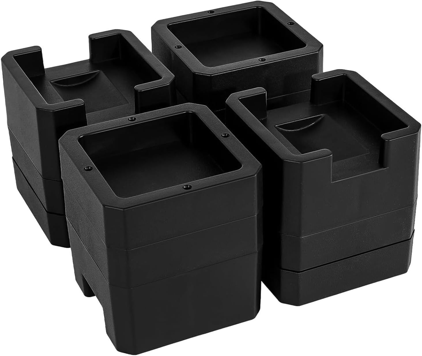 4pcs Bed Risers with Lockable Wheel 2in/3in/4in Double Sided Use Heavy Duty Leg Risers for Table Sofa Couch and Cabinet