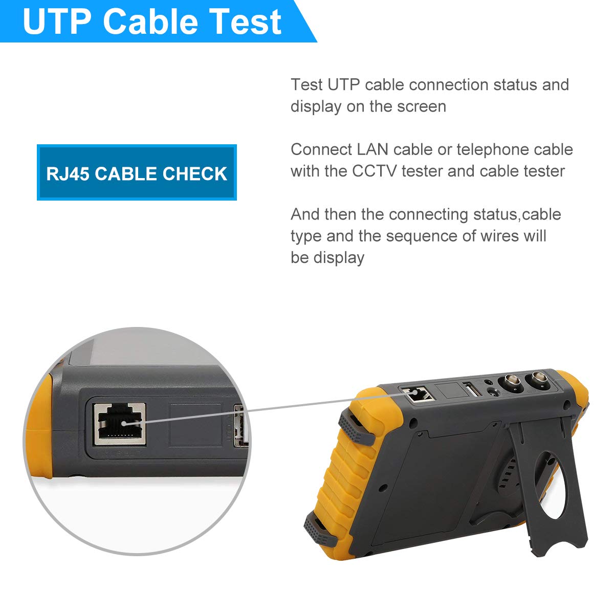 Anpviz 4 in 1 CCTV-Tester, 8MP AHD/TVI/CVI/CVBS-HD-Videomonitortester, Analoger Video-/UTP-Kabeltest/PTZ-Controller, VGA/HDMI-Eingang, DC12V-Ausgangskamera-CCTV-Tester