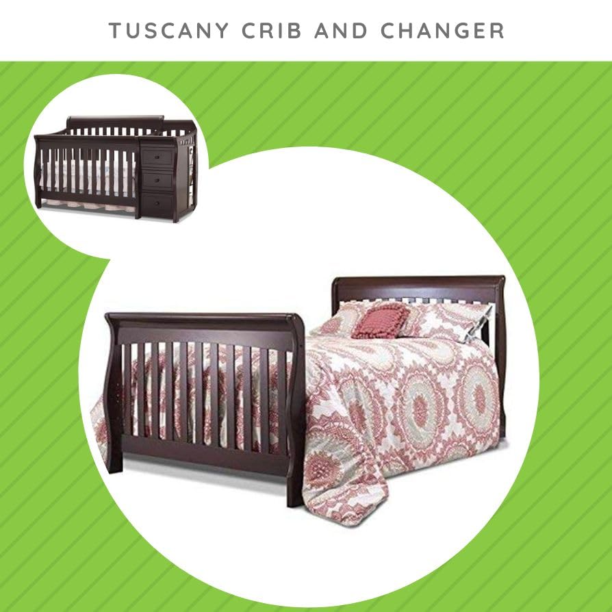 Image of Full-Size Conversion Kit Bed Rails for Sorelle Crib & Changer Combos - Wood Rail - Toddler & Adult Bed Rail for Full-Size - Baby Furniture (Model #1105, Espresso - Tuscany Elite Crib & Changer)