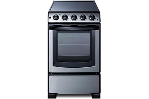 Summit REX2071SSRT 20" Wide Smooth Top Electric Range: Gleaming Stainless Steel and Precision Cooking