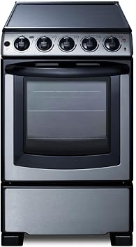 Summit 20 Electric Range, 2.3 cu.ft.Capacity Oven, Smooth Top, 220V 4 Burner Range- REX2071SSRT