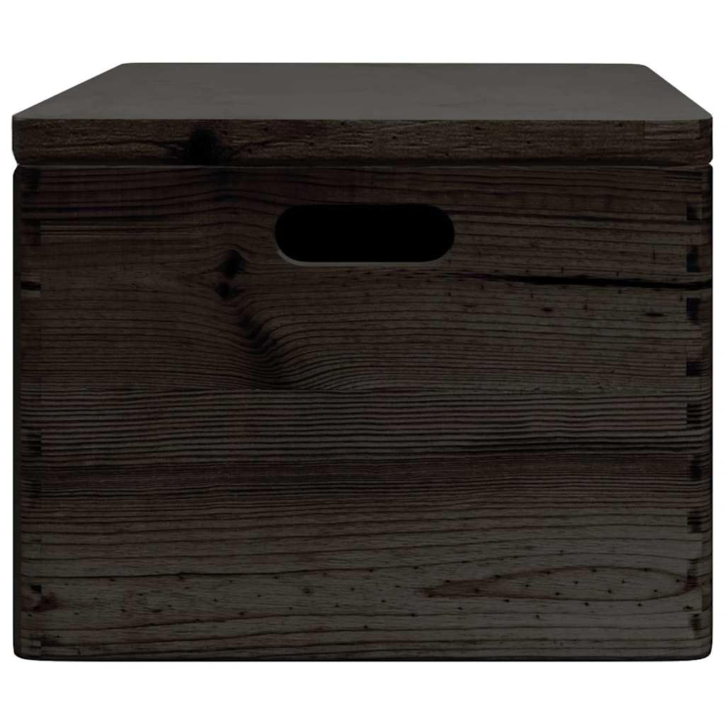 Holzkiste mit Deckel und Griffen Schwarz aus massivem Kiefernholz 40x30x23 cm Aufbewahrungsbox für Ordnung im Schlafzimmer Büro Wohnzimmer mit praktischem Organizer