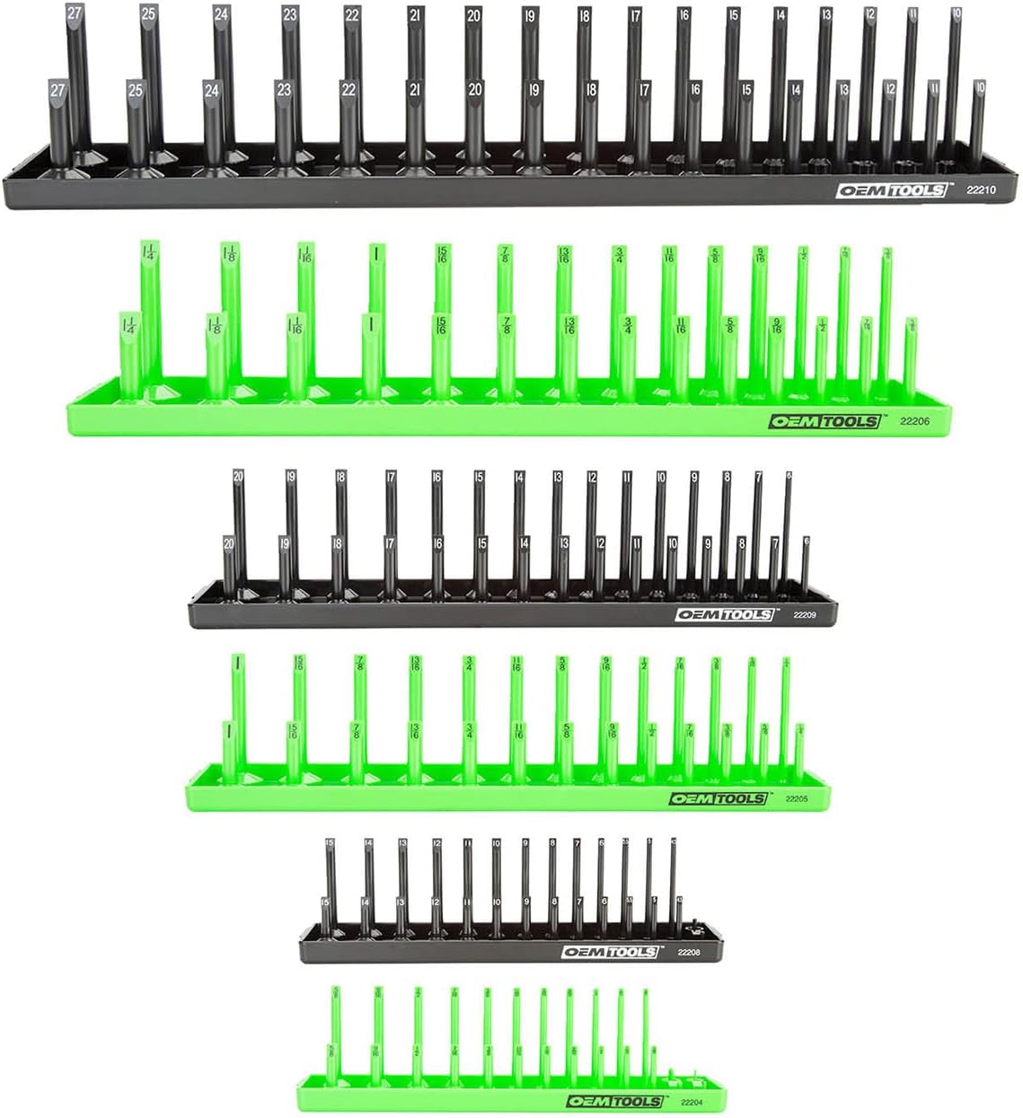 22233 Tool Storage Organizer for SAE and Metric Socket, 6PC Socket Organizers for 1/4", 3/8", and 1/2" Drive Sockets, Optimize Toolbox Organization