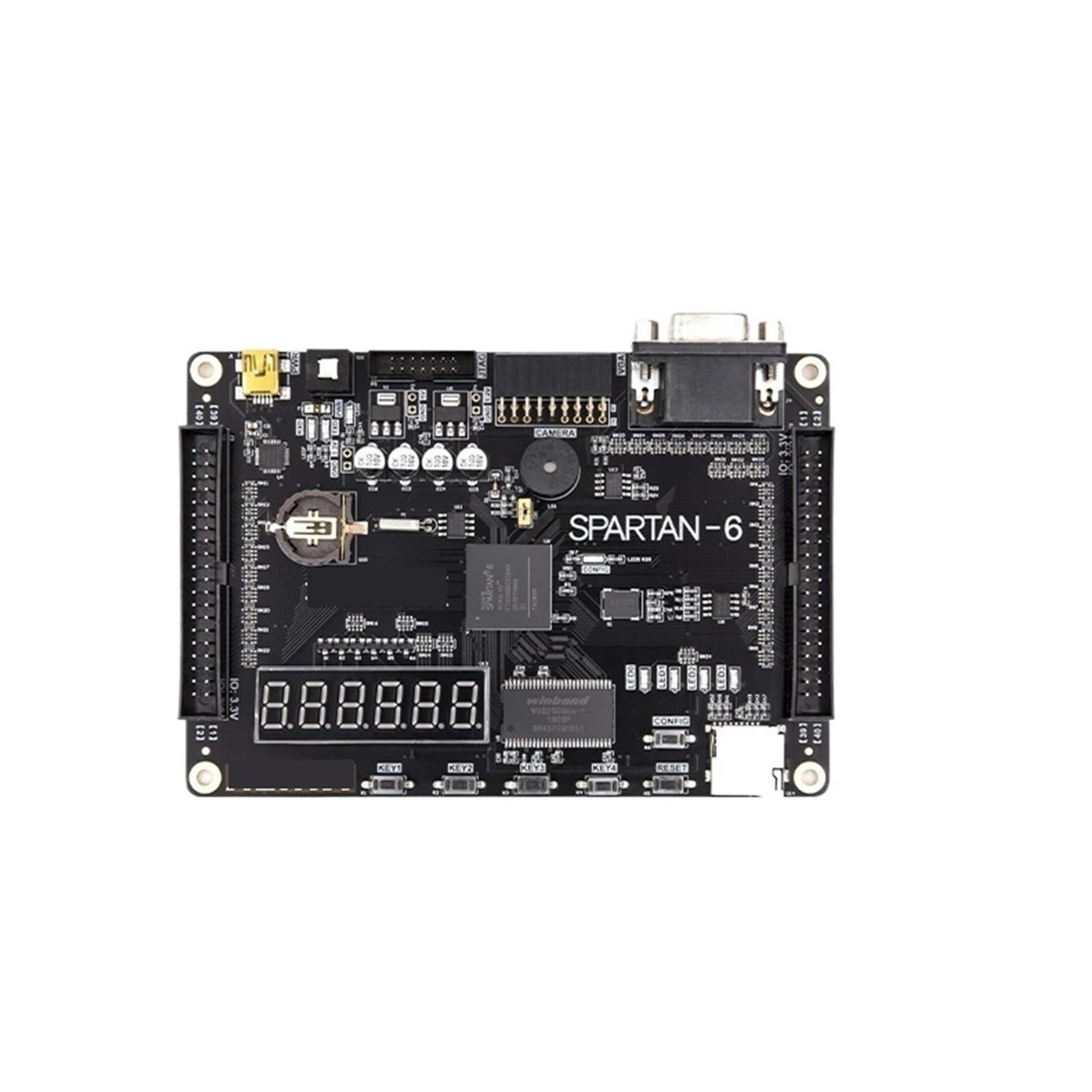 Placa de Desarrollo FPGA Black Gold Spartan6 XC6SLX9, Placa de Aprendizaje Inicial FPGA con descargador(AX309 Development Board)