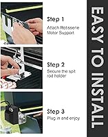 Vista 5 de Kit de parrilla con asador, parrilla BBQ giratoria automática, parrillas universales con certificado UL con motor de 120V 4W, varilla de 28