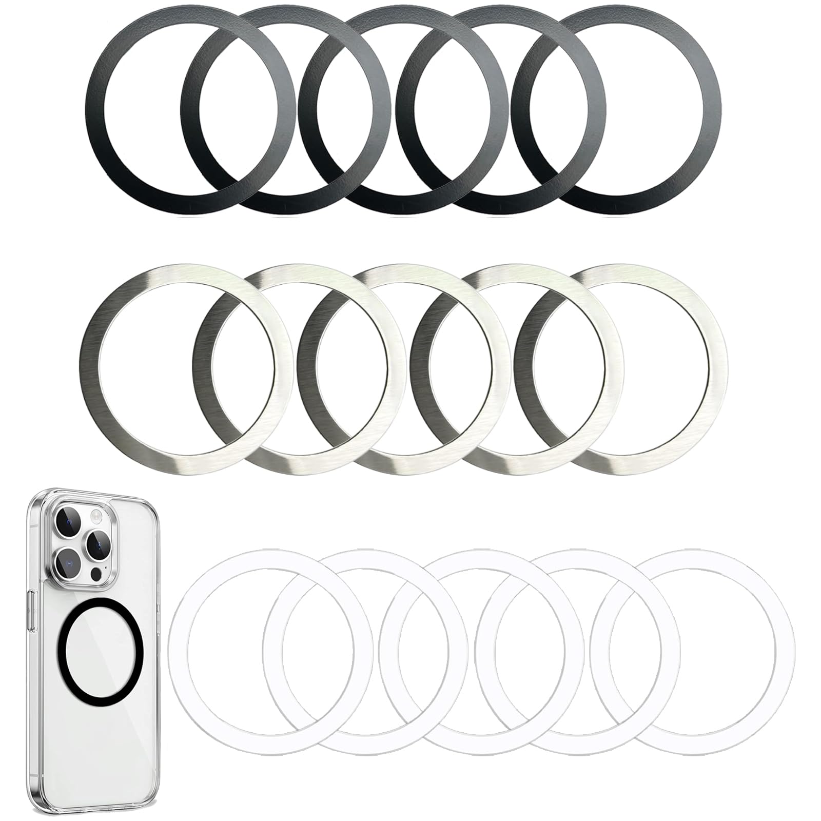 15PCS Magnetic Phone Ring Holder, Magnetic Metal Rings, Slim Fit Scratch - Free, Strong Adhesion for Compatible with Different Kind of for Phone Grip, Phone Holder-image-22