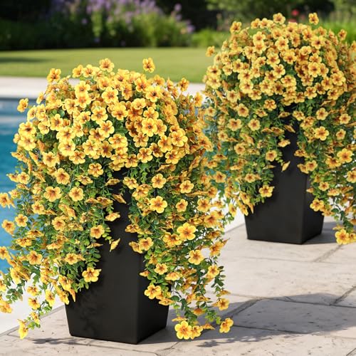 4 Bundles 29.5Artificial Morning Glory Hanging Flower for Eave(Yellow)