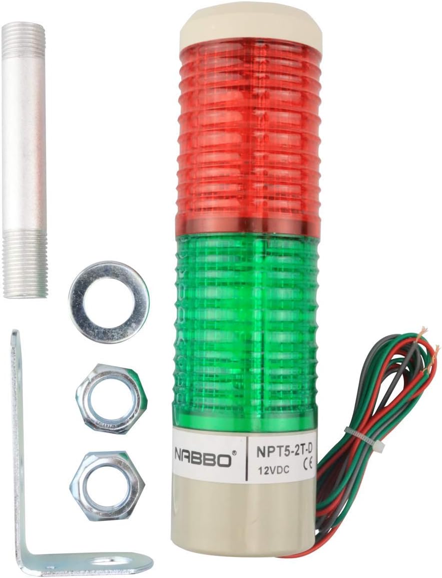 Nxtop Industrial Signal Light Column LED Alarm Round Tower Light Indicator Warning Light Red Green Steady On DC 12V