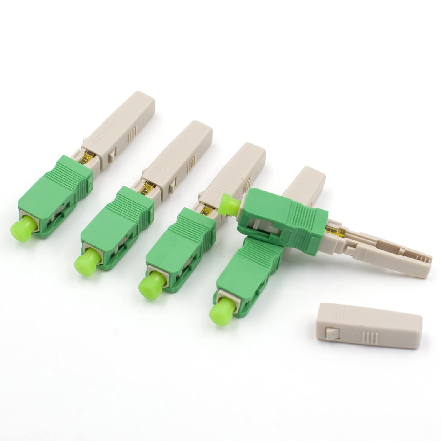 100pcs SC APC Fiber Optic Quick Connector with Fiber Cutting Tools Fiber Optic Fast Connectors Single Mode Mechanical Connectors for 2.0 x 3.0mm Butterfly Fiber Cable