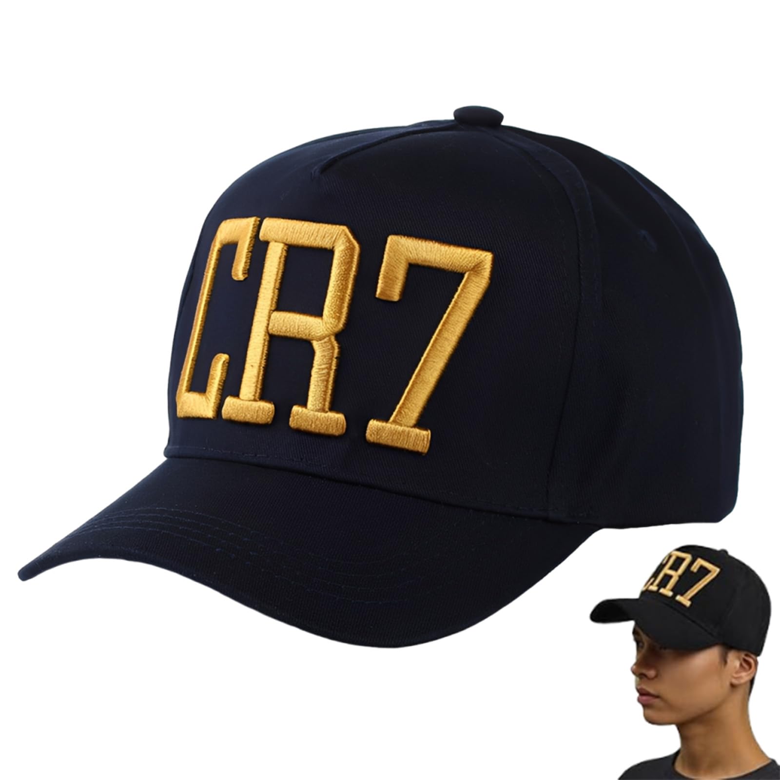 cylmardev 1 Pcs Black CR7 Kids Baseball Cap, Adjustable Boys Sports Baseball Hat, Cotton Curved Football Cap, Casual Outdoor Sun Hat, Cool Sports Headwear for Young Football Fans-picture-31
