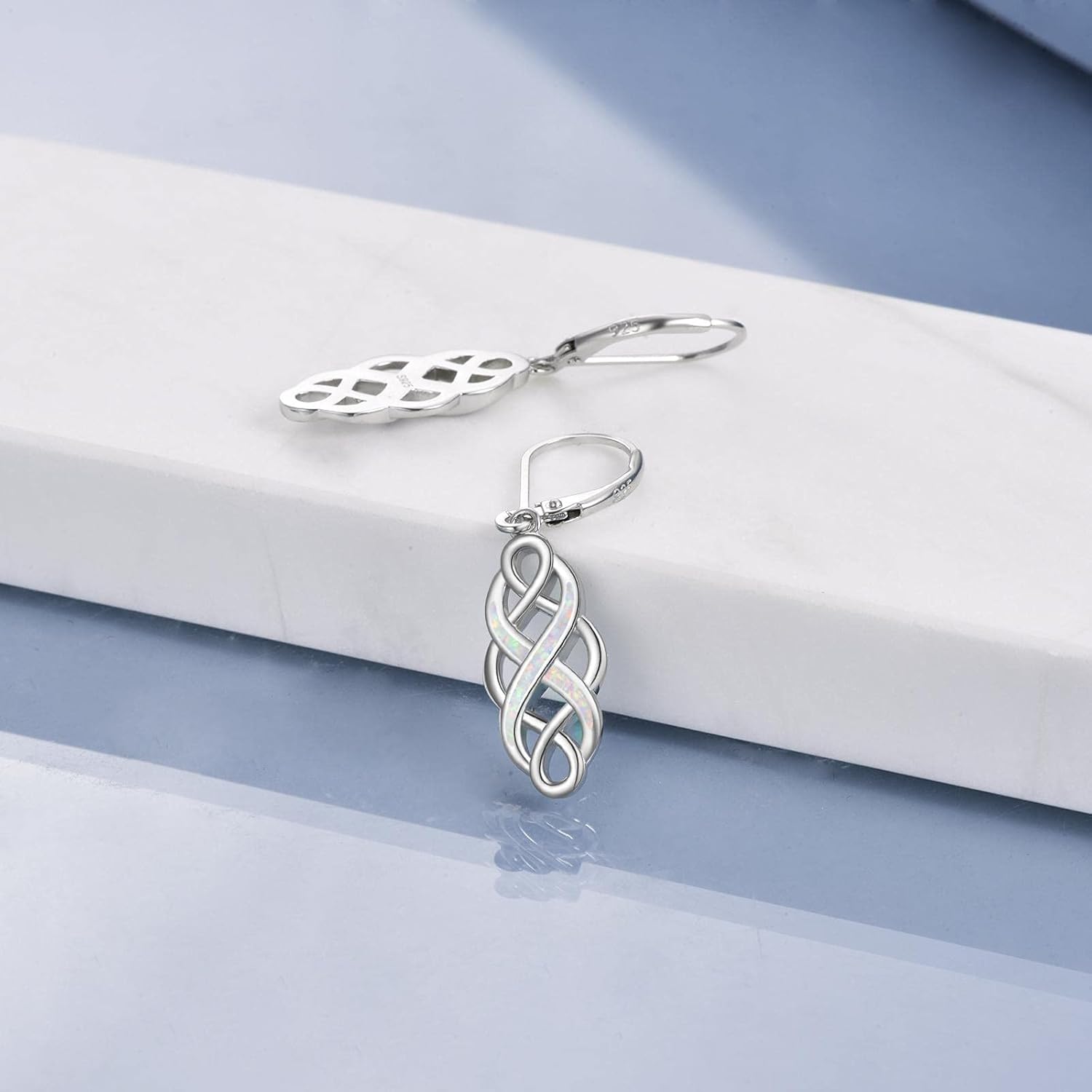 YFN Sterling Silver Celtic Knot Dangle Earrings Good Luck Irish Celtic Knot Leverback Dangles Earrings for Women - Image 6