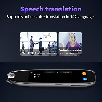 Scan Reading Pen for Dyslexia, 142 Languages Smart Scan Reader Pen, Portable Two Way Instant Translator Pen, OCR Digital Translator Dictionary Pen Text Extract