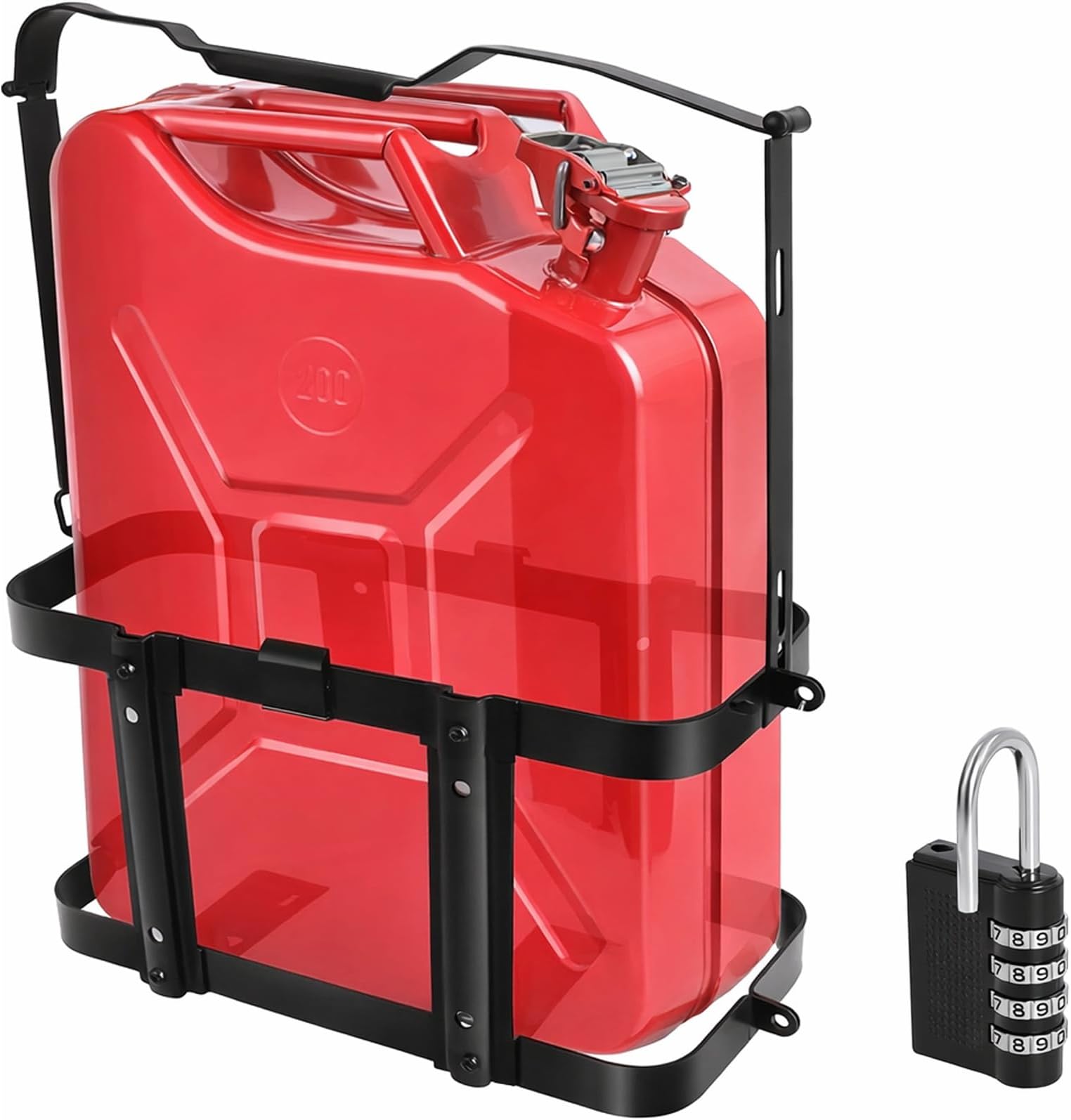 Jerry Gas Can Holder Rack with Combination Lock, Jerry Can Mount Holder Heavy Duty for 5 Gallon (20 Liter) Steel Jerry Can, Detachable Carrier Mount by MCCKLE