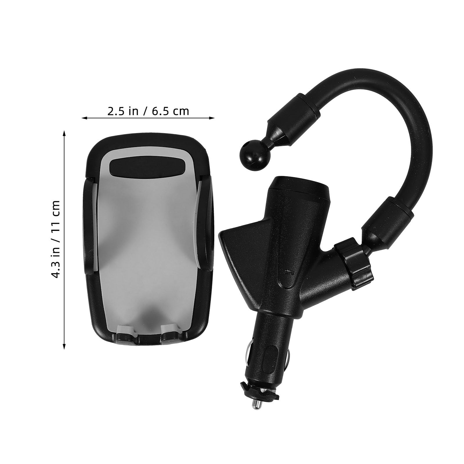 Veemoon Portable Electronic Device Mount for 3-6.5 inch Phones, Dual USB Car Charger Lighter Phone Holder