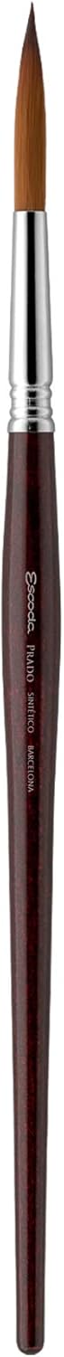 Escoda Art Products Escoda Prado Series Artist Watercolor & Acrylic Short Handle Rigger Paint Brush, Size 6, Synthetic Sable