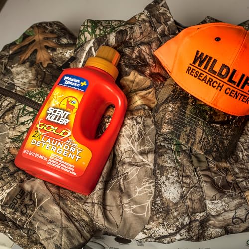 Image of Scent Killer Gold Scent Free Laundry Detergent for Hunting Gear with Power Boost Plus Odor Eliminator, 32 Fluid Ounces (Pack of 6)