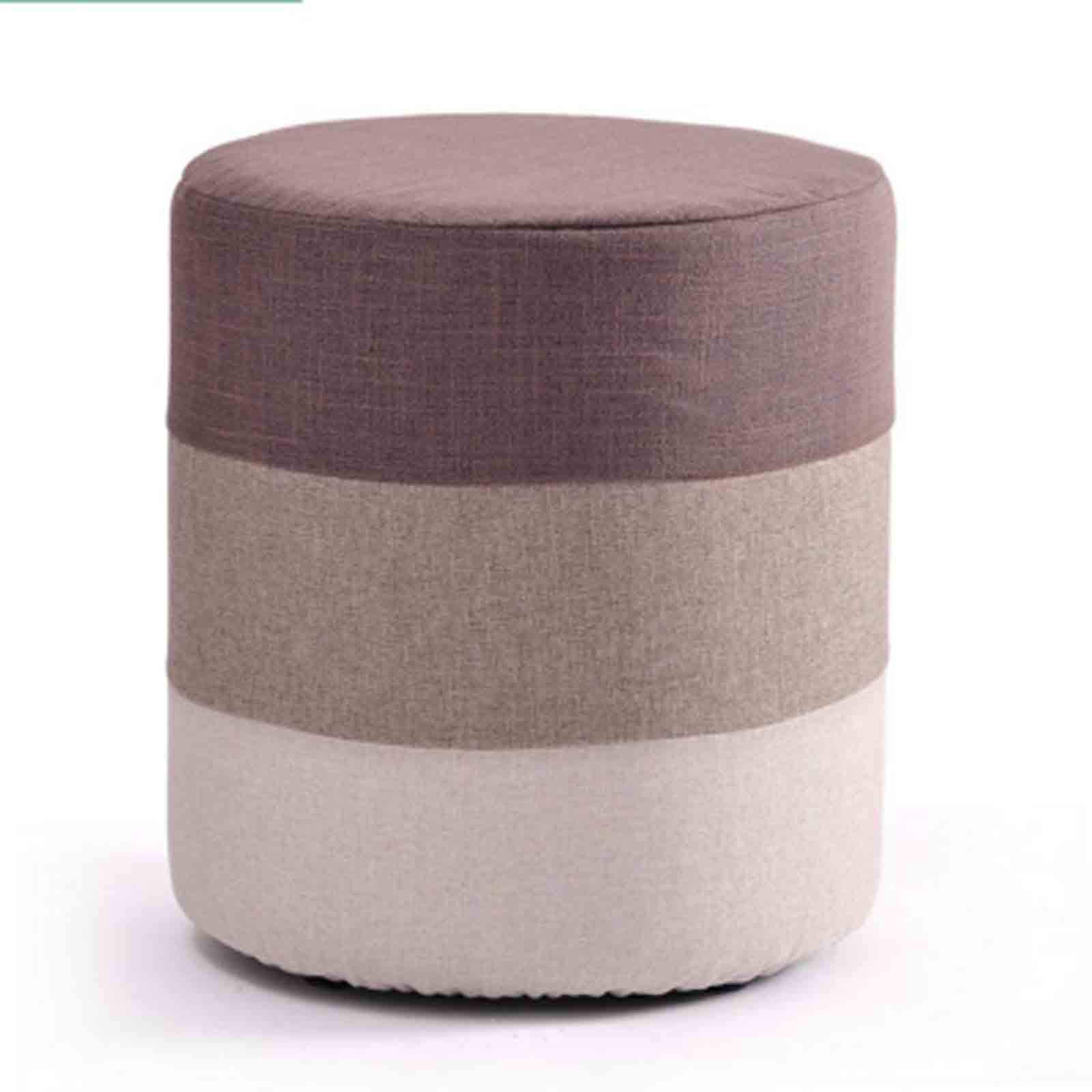 Repose-Pieds en Coton et Lin Premium - Pouf Rond Marron