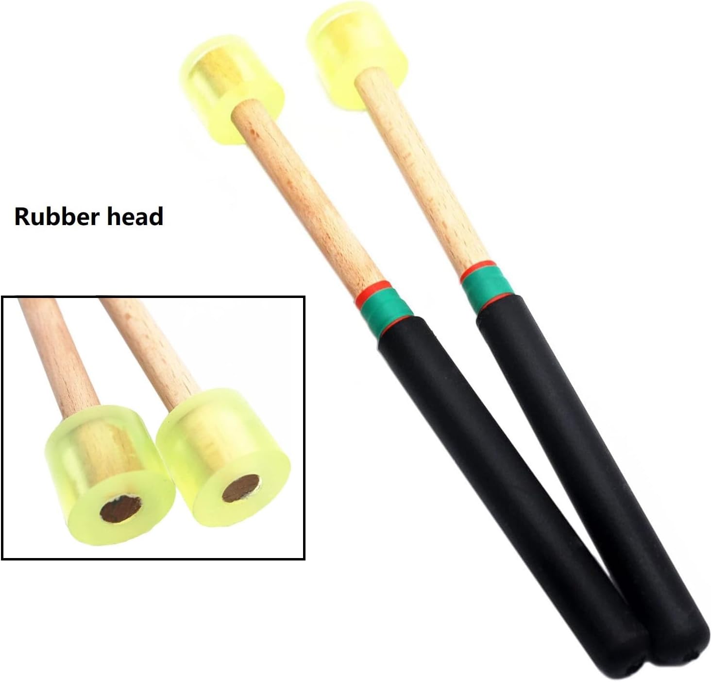 4 Pair Steel Tongue Drum Mallets with Storage Bag, 2 Pair Rubber Head Wood Glockenspiel Sticks, 1 Pair Steel Head and 1 Pair Felt Head Metal Percussion Sticks Hammer for Bell Xylophone Chime