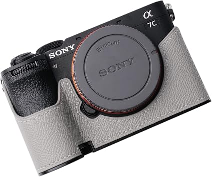 Iborrys - Camera Specialized Genuine Leather Half Case for Sony A7C Mark II A7C2 A7CR Alpha 7C II 7C2R - Top layer cowhide Body + Metal Base Plate 2-in-1 Design Seagull Rey