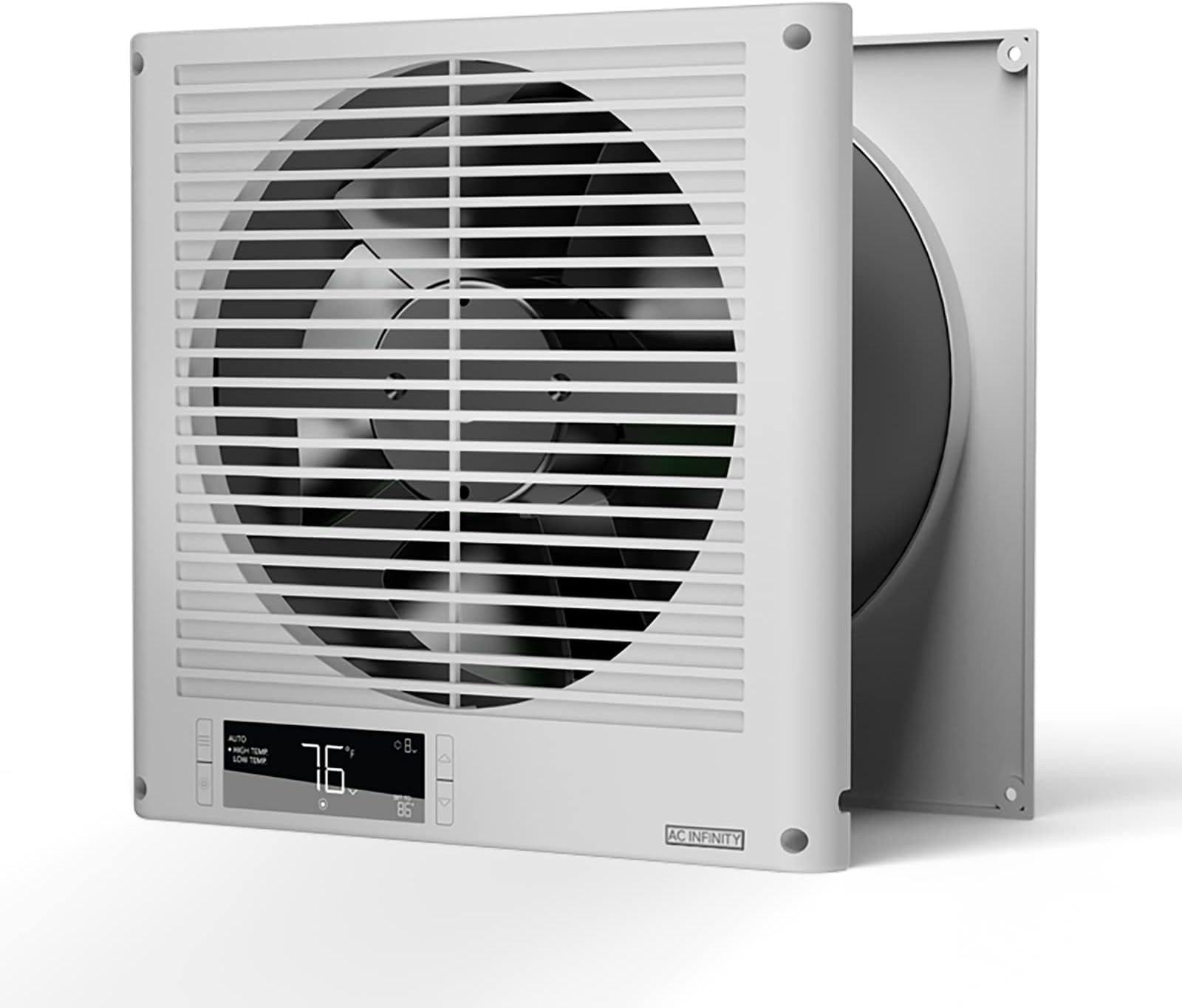 Room to Room Fan 8”, Two-Way Reversible Airflow Through-the-Wall Fan with Temperature Controller, Quiet Precise 10-Level Speeds for In-Wall Kitchen, Laundry Room, and Workshops