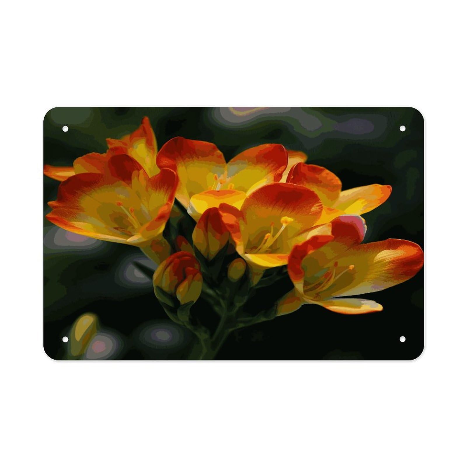 Fekiloot Style Freesia Beautiful Plant Flower Metal Signs Wall Art Tin Sign