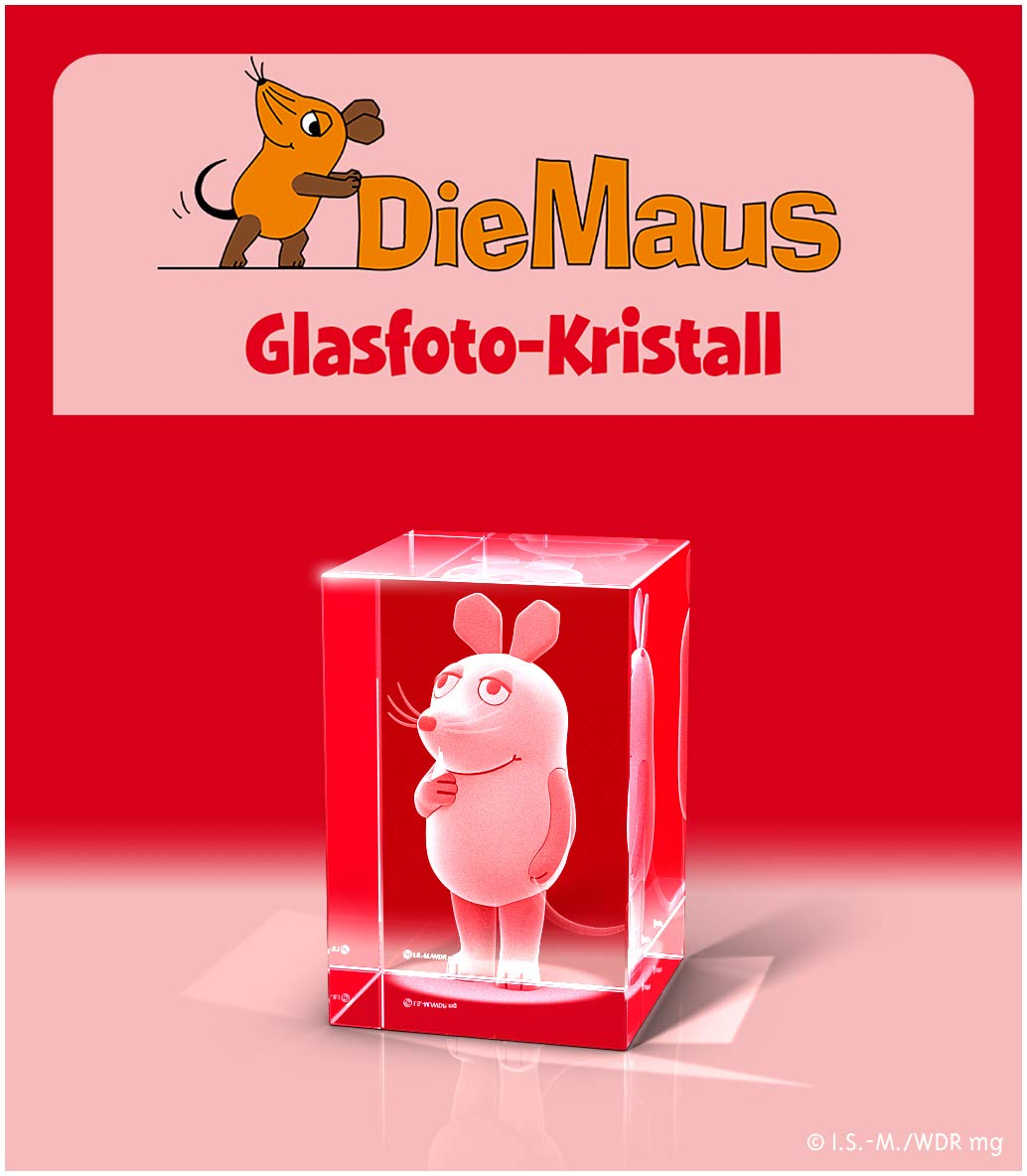 GLASFOTO.COM, Die Maus, Kristallglas Innengravur in Premiumqualität (Quader 40 x 60 x 40)
