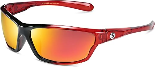 Nitrogen - Gafas de sol deportivas polarizadas envolventes para hombre y mujer, UV400, para conducir, pescar, correr, andar en bicicleta, gafas de