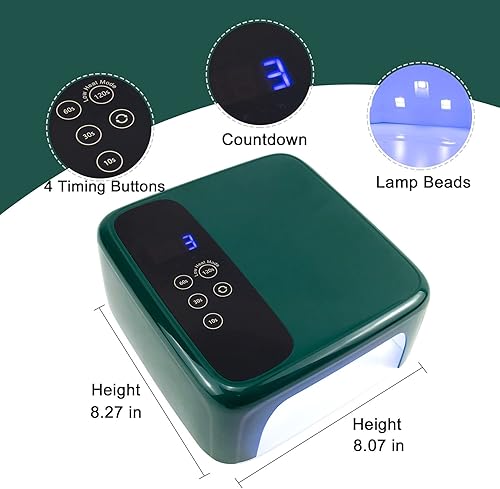 Miniatura 10 de LB Lámpara de uñas LED UV, secador de uñas LED recargable, lámpara profesional inalámbrica de 72 W con 4 sensor de ajuste de temporizador y pantalla