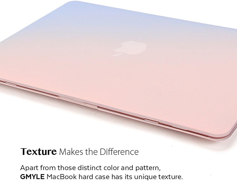 GMYLE MacBook Air 13 Inch Case A1466 A1369 Old Version 2010 2017, Plastic Shell and Keyboard Cover 2 in 1 Set (Baby Pink & Serenity Blue Gradient)