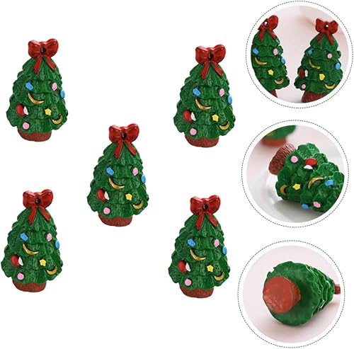 Miniatura 5 de 15 piezas de mini piezas de resina, mini estatua de árbol de Navidad, decoración de álbumes de recortes, llavero de árbol de Navidad en miniatura,