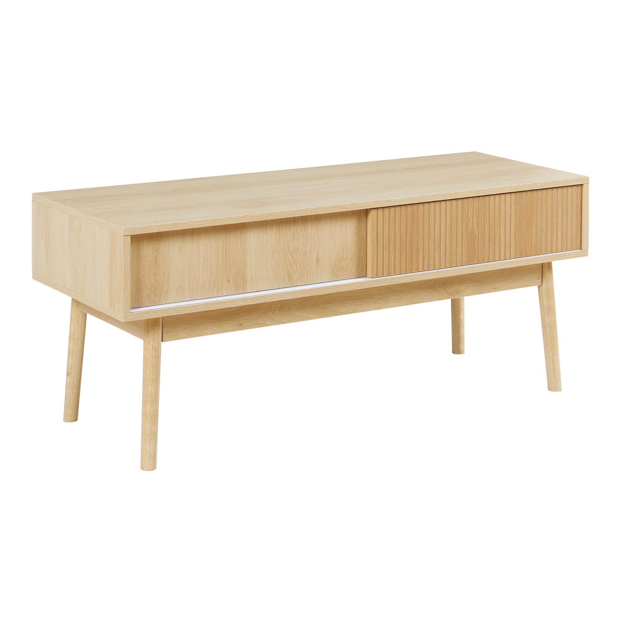 [en.casa] Stół pod telewizor Landskrona, stół do salonu, szafka pod telewizor, szafka RTV, stół TV, szafka pod TV, 115 x 40 x 48 cm z 2 drzwiami przesuwnymi w estetycznym wyglądzie dębu