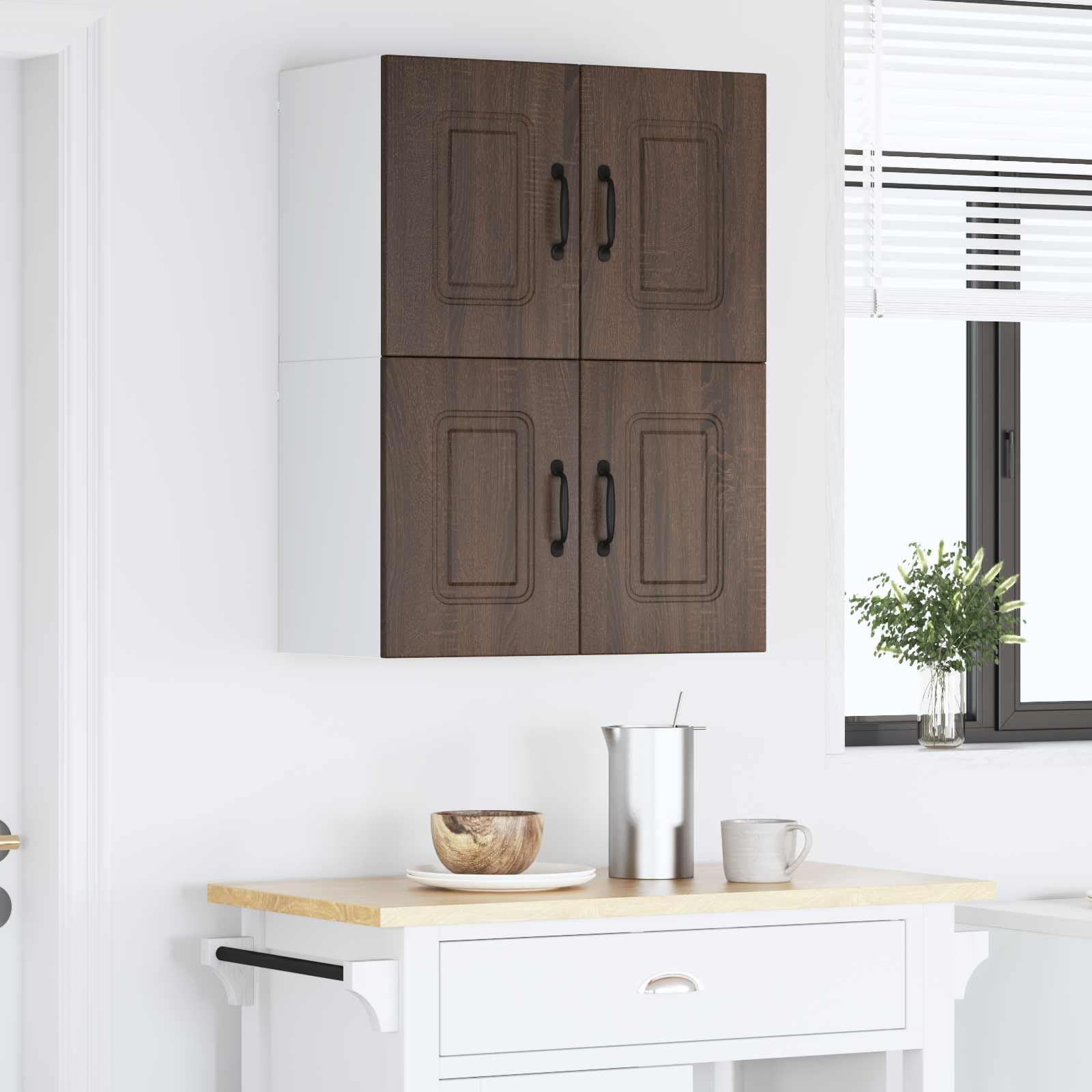 Kalmar Juego de 2 armarios de cocina, aspecto roble marrón, 60 x 31 x 40 cm, material de madera, montaje en pared, amplio espacio de almacenamiento para cocina, comedor