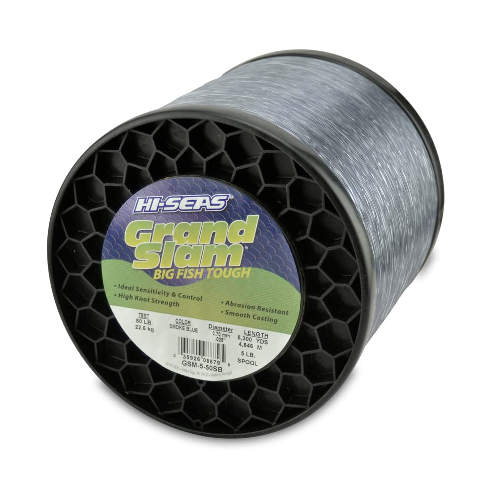 HI-SEAS Grand Slam Monofilament Fishing Line - Strong & Abrasion Resistant in Clear, Pink, Green, Smoke Blue, Fluorescent Yellow Freshwater &