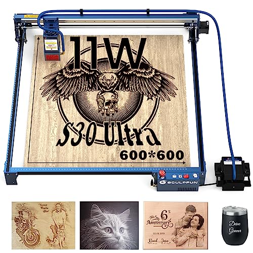 SCULPFUN S30 Ultra 11W Large Laser Engraver with Air Assist, 11000mW Output Laser Cutter, Higher...