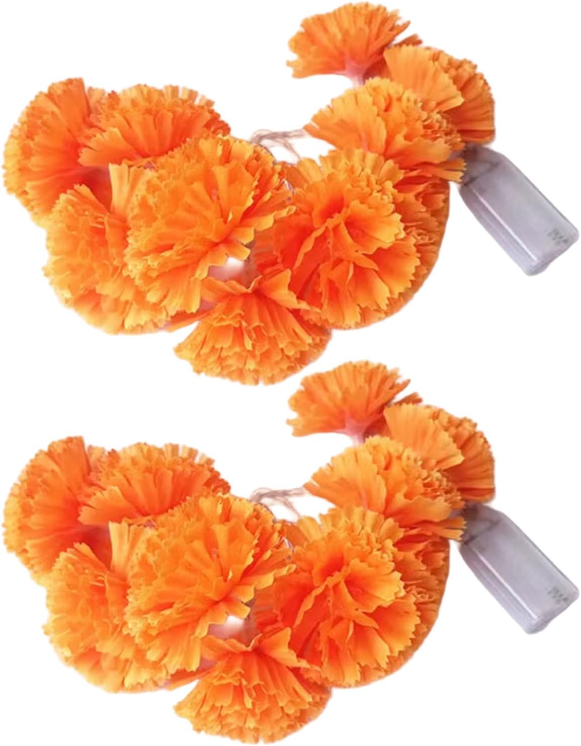 2pcs Artificial Marigold Garland Light with 10 LED Orange Flowers