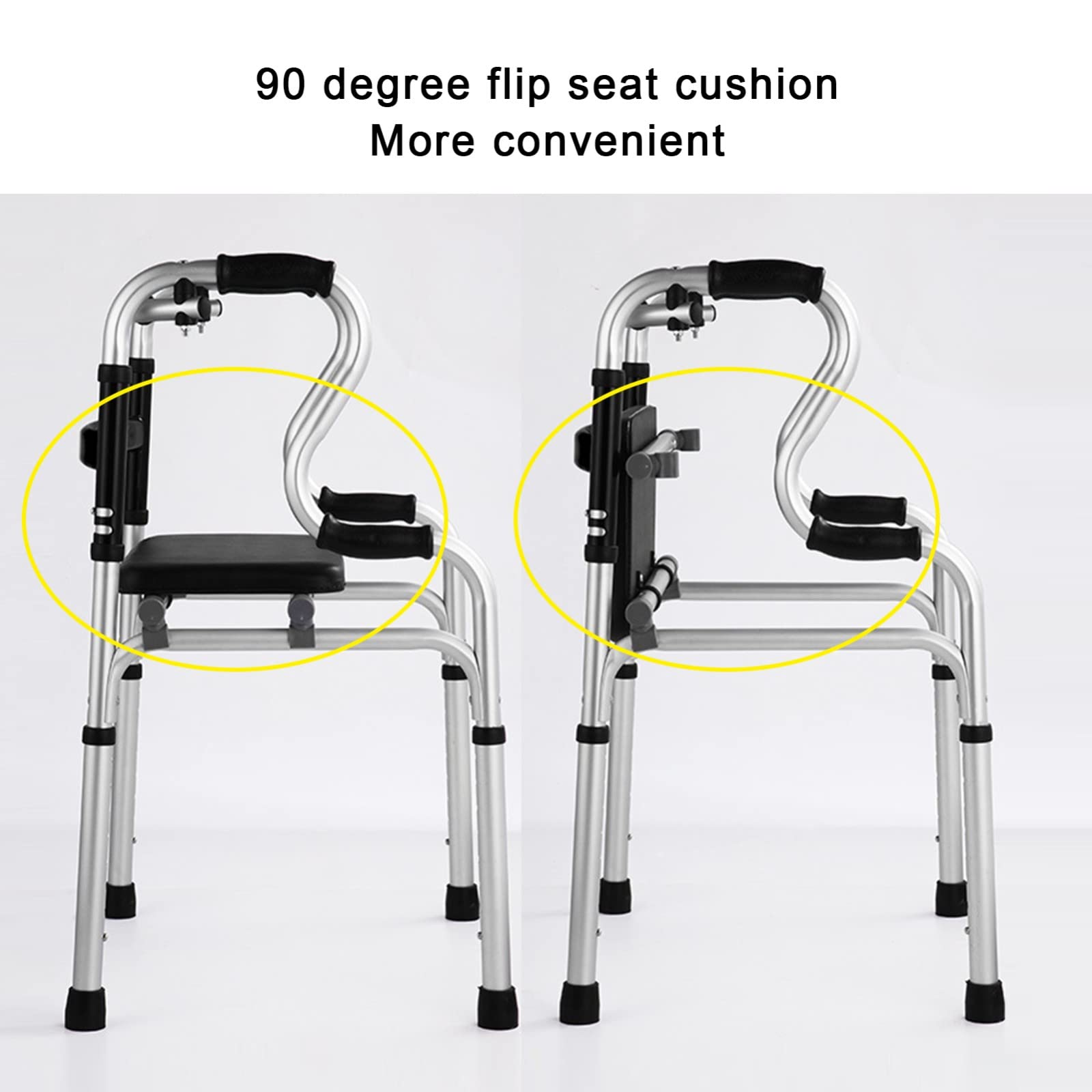 Andador con Asiento para Ancianos,Andador para Ancianos,Caminadores para Mayores,Andadores con Asiento,Andadores Adultos Plegable,Altura Ajustable,hasta 150 Kg