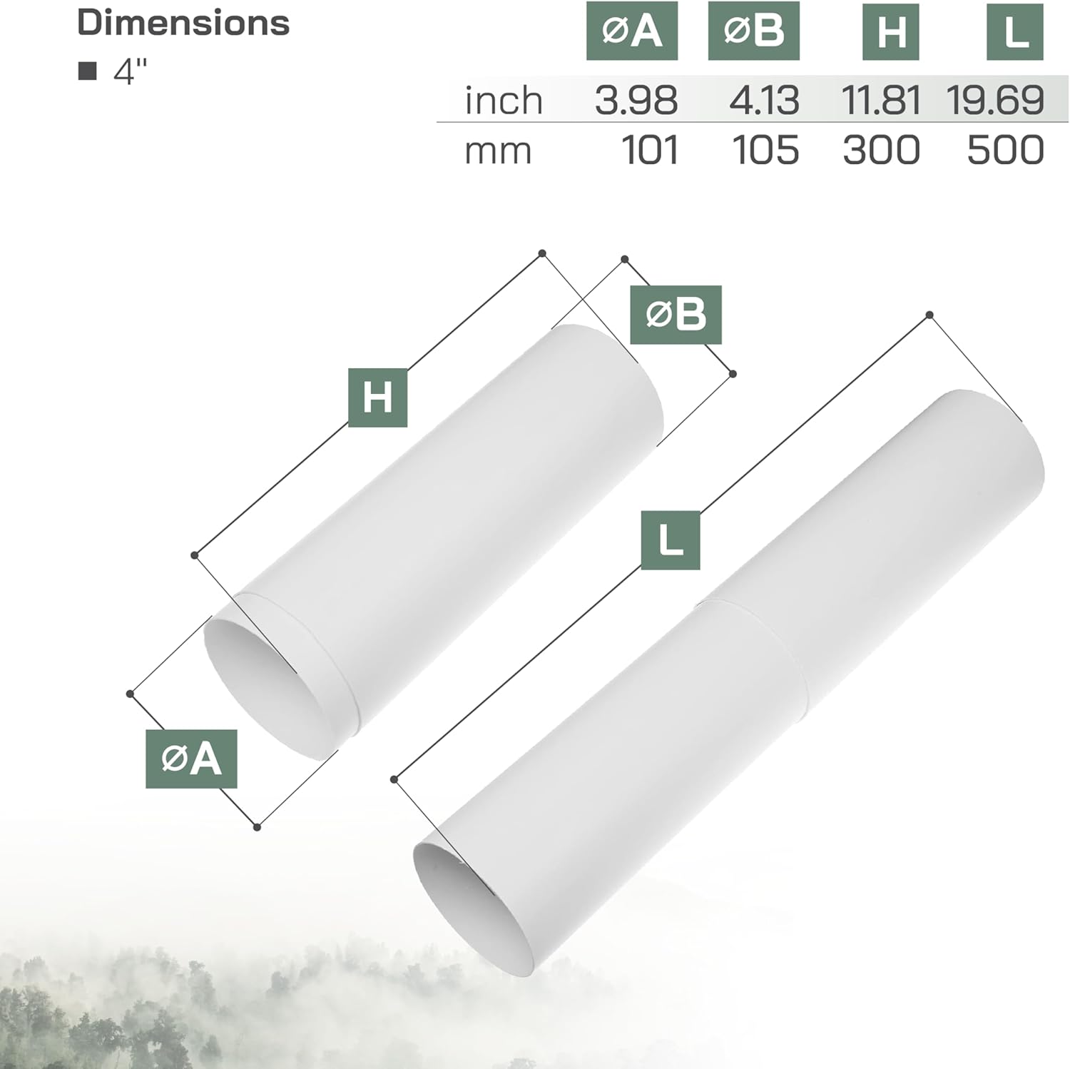 Vent Systems Ø 4" Inch Adjustable Round Telescopic Ventilation Pipe 12" to 20" Inch Long for Pipe Connection, Exhaust Duct Or Supply Duct, Heating Order Cooling Ventilation System