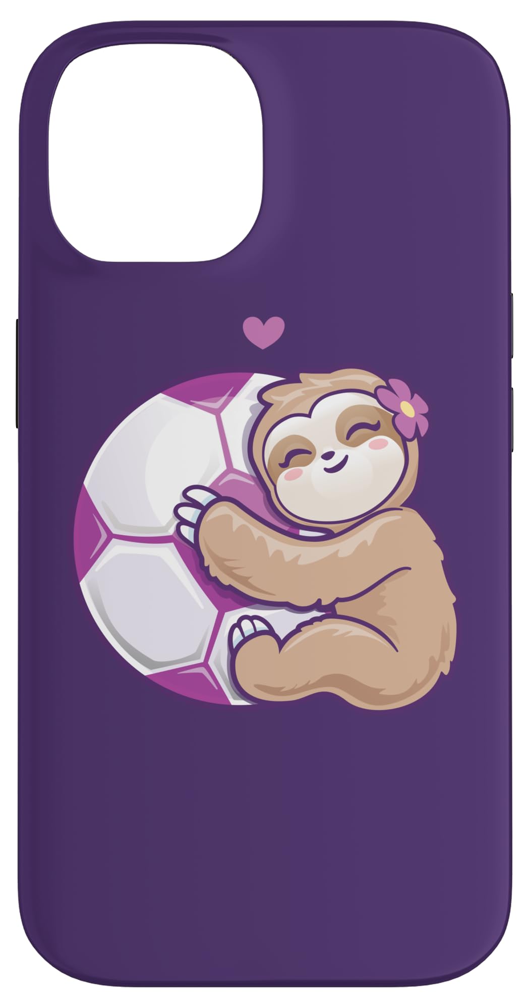 Girls Soccer Purple Football Cute Sloth Case for iPhone 14