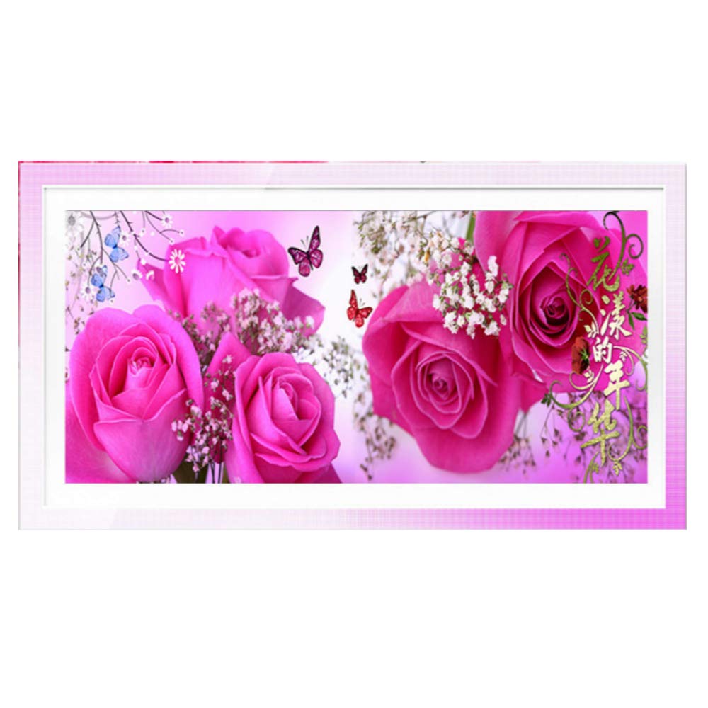 Point de croix rose rouge fleur plante broderie kit canevas C0200