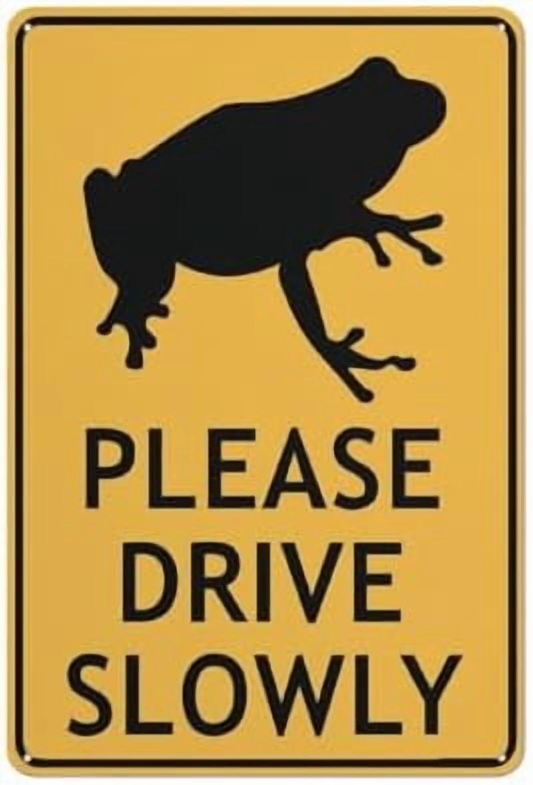 (2-Pack) Metal Tin Sign Frog Please Drive Slowly Sign 8""X12"" Rust Free Signs Outdoor, Sign For Home, Business, Yard
