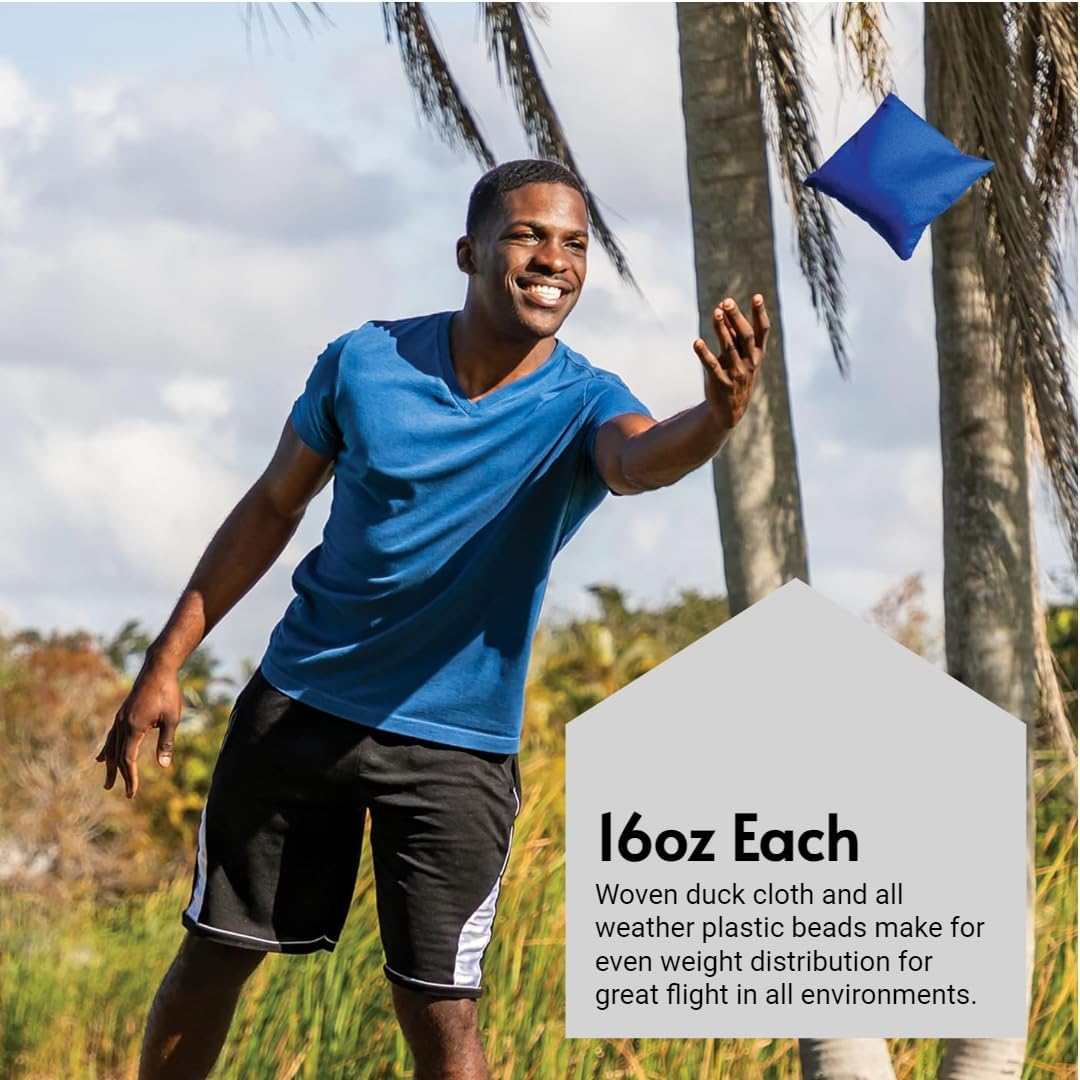 Wild Sports Regulation Size Cornhole Bags - Set of 8 Premium Bean Bag Toss Bags - 16oz Official Weight