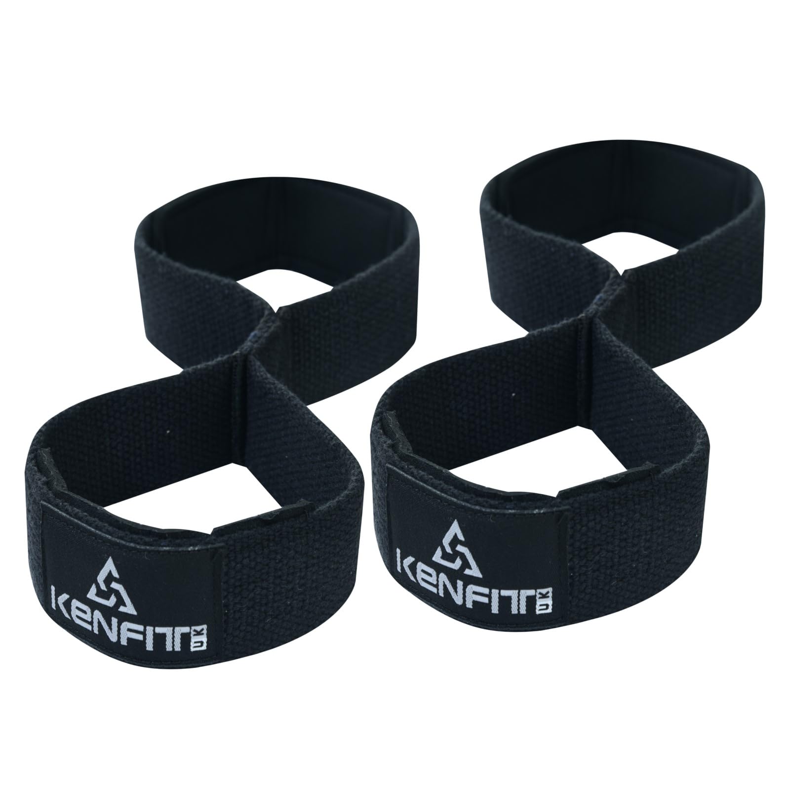 Figure 8 Lifting Straps by Kenfit, Black – Heavy Duty Figure 8 Wrist Straps with Padded Support for Deadlifts, Rack Pulls, Shrugs & Pull-Ups, Powerlifting, Weightlifting & Strength Training