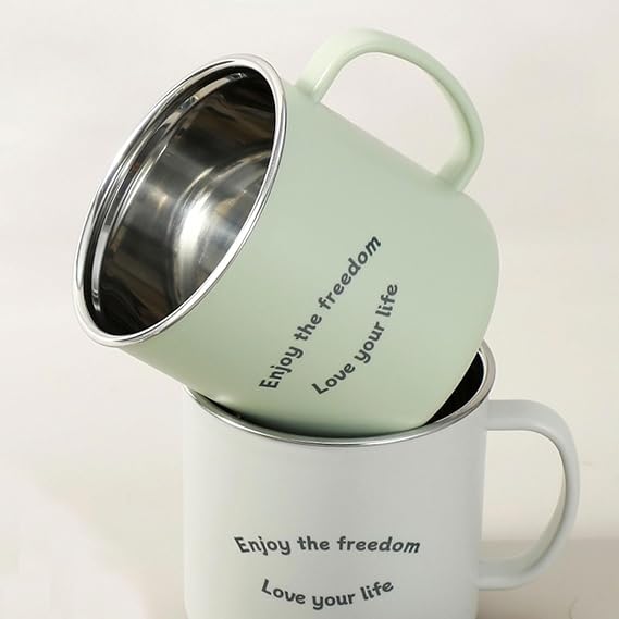 Stainless Steel Mug 300 ml Thermal Mug with Handle Grey Coffee Cup Double-Walled Insulated Cups for Coffee & Tea - Outdoor Thermal Mug & Cup Camping Hiking (Grey)